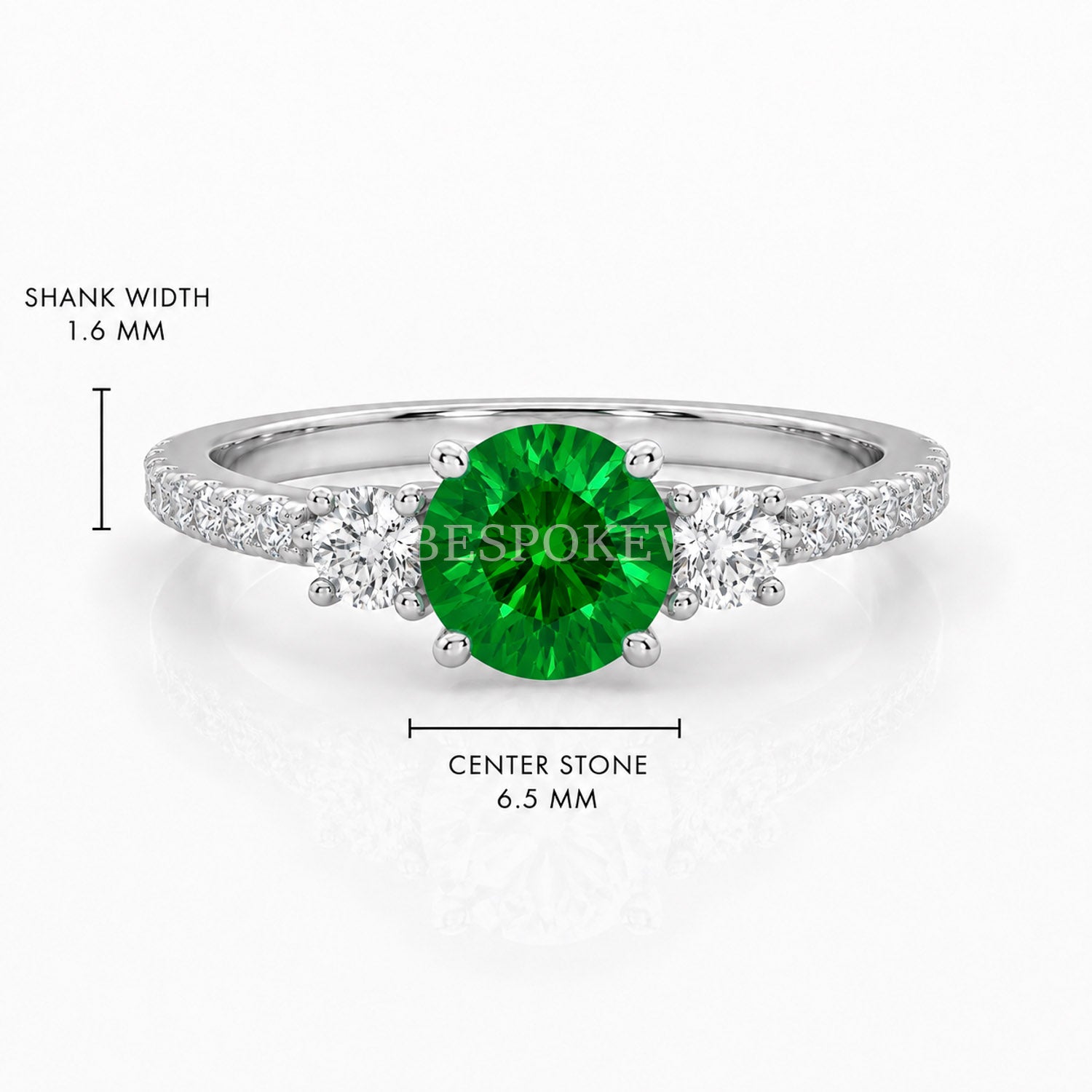 The Amara - Three Stone Engagement Ring — Lab-Grown Emerald, 0.5ct