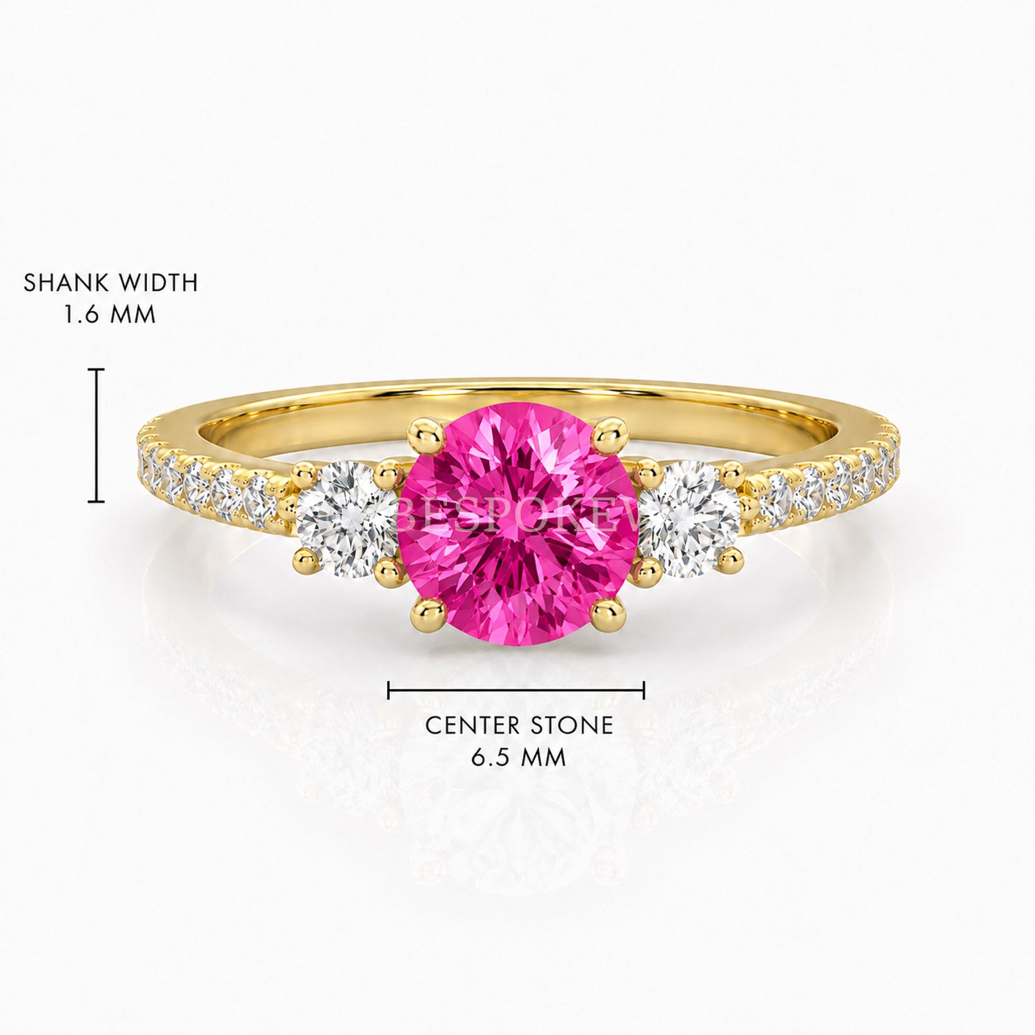 The Amara - Three Stone Engagement Ring — Lab-Grown Pink Sapphire, 1.5ct