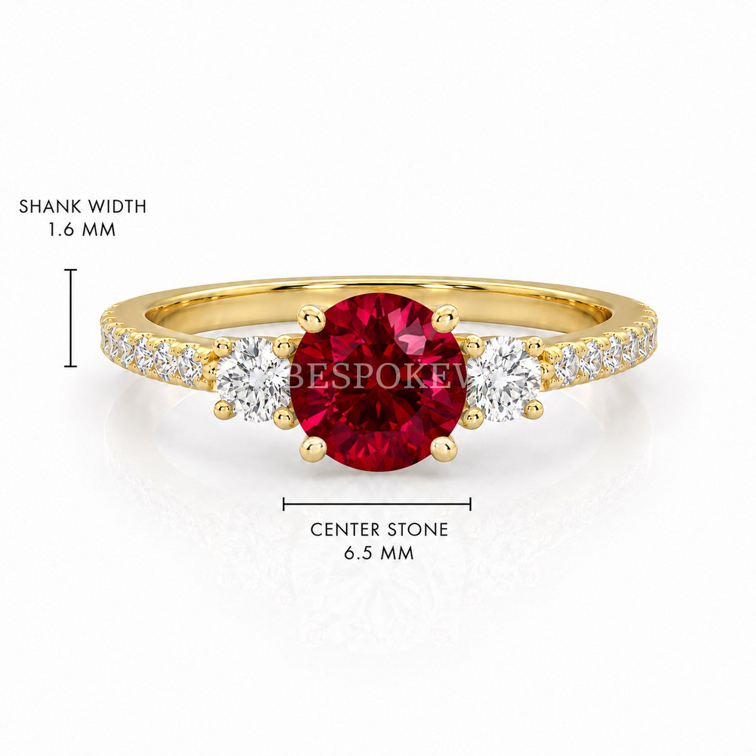 The Amara - Three Stone Engagement Ring — Lab-Grown Ruby, 0.5ct