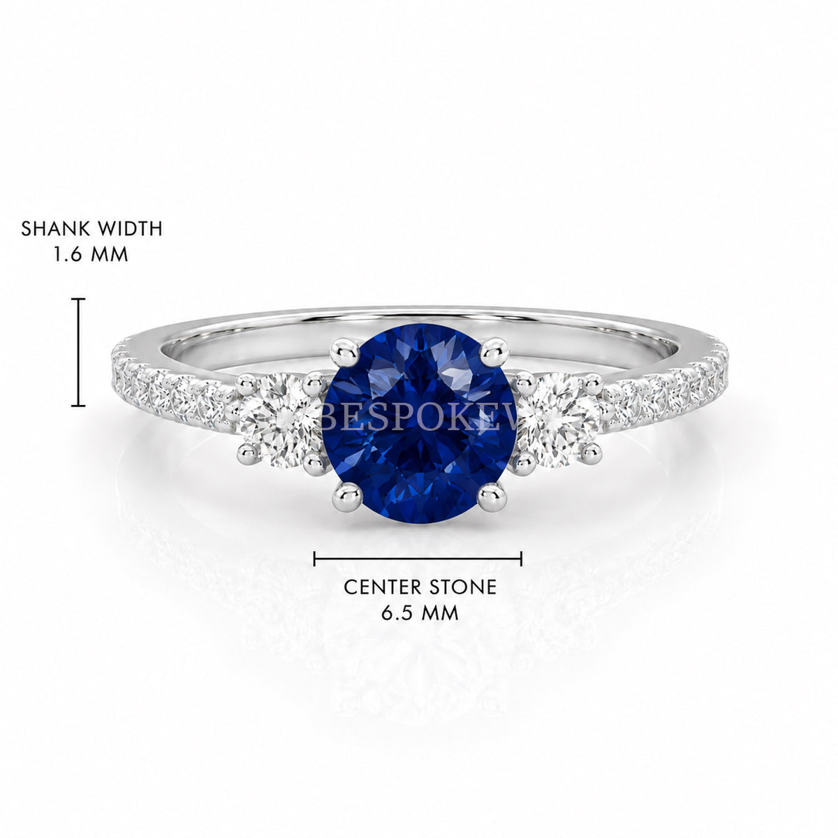The Amara - Three Stone Engagement Ring — Lab-Grown Sapphire, 1.5ct