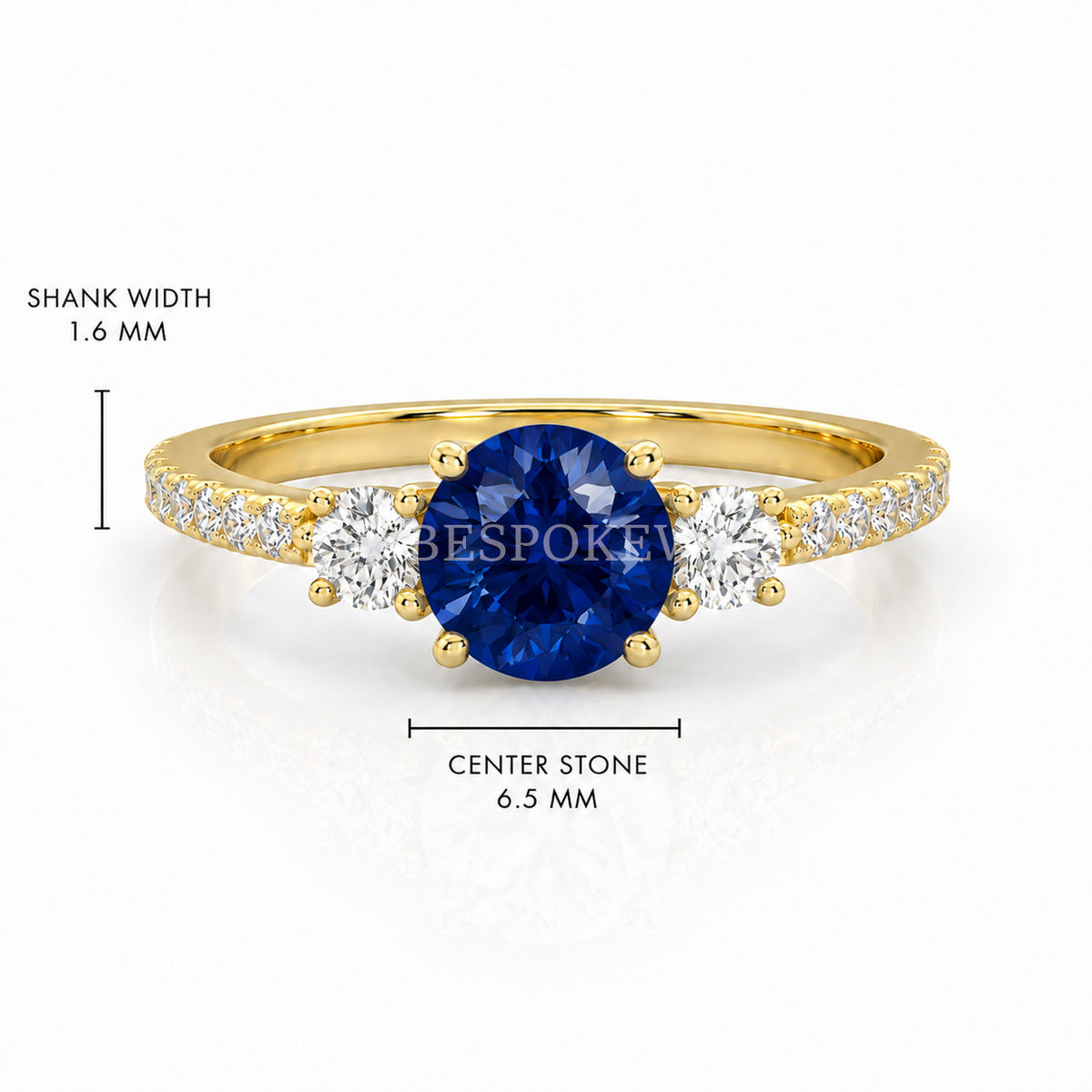 The Amara - Three Stone Engagement Ring — Lab-Grown Sapphire, 1.5ct
