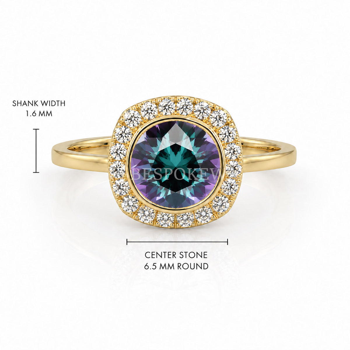 The Aria - Halo Engagement Ring — Lab-Grown Alexandrite, 2ct