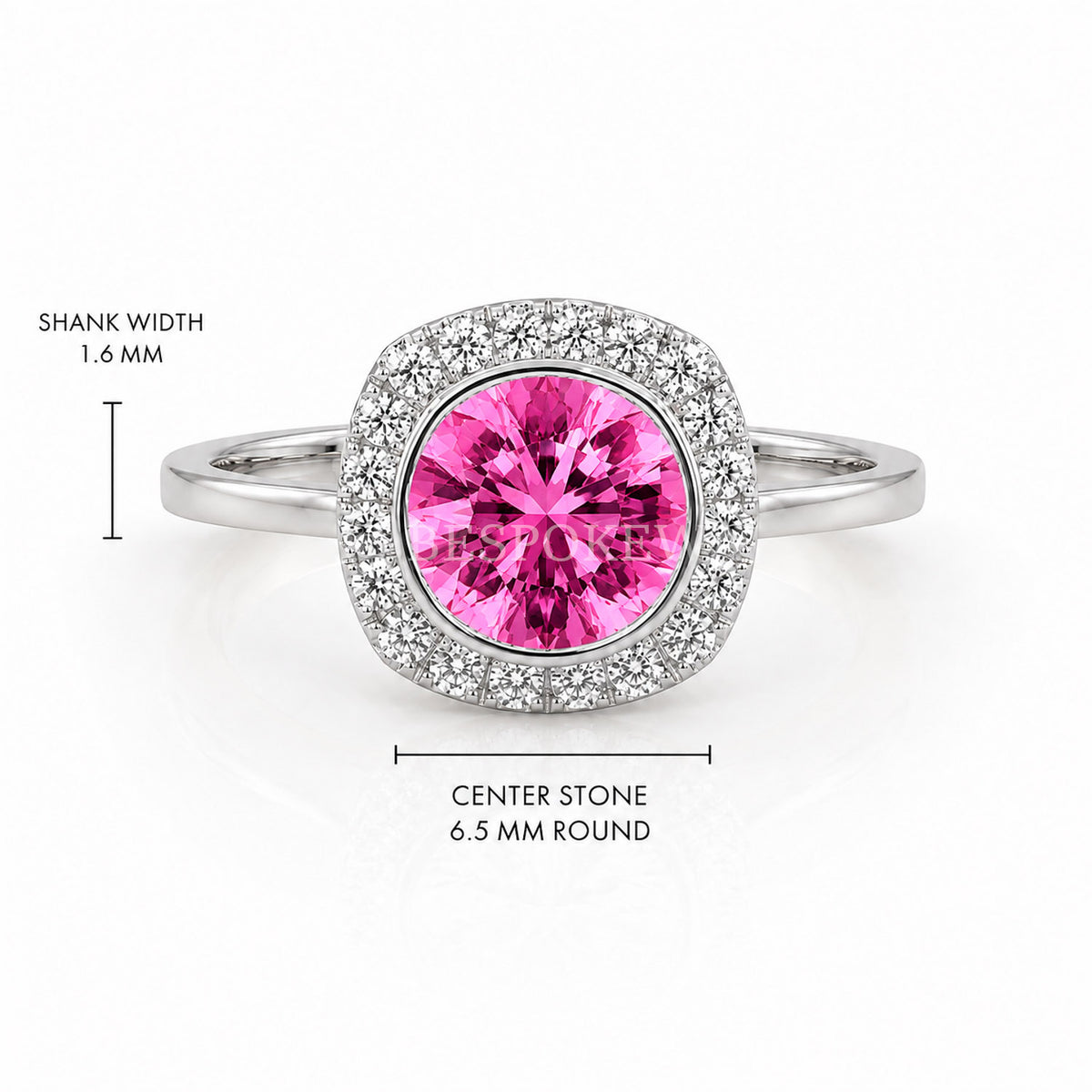 The Aria - Halo Engagement Ring — Lab-Grown Pink Sapphire, 0.5ct