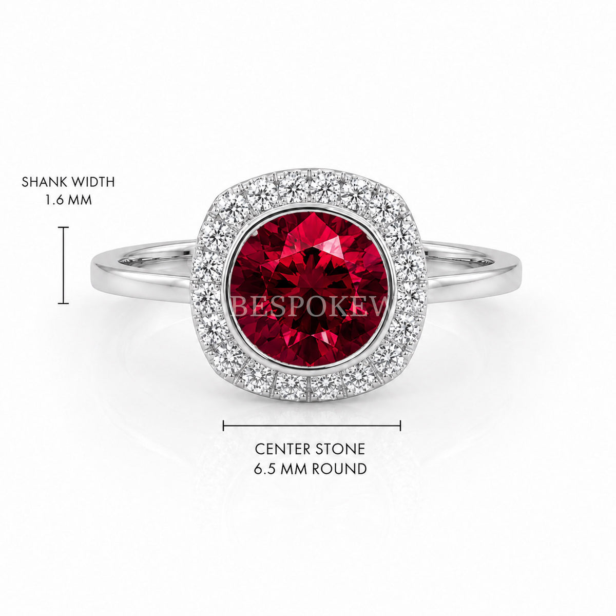 The Aria - Halo Engagement Ring — Lab-Grown Ruby, 3ct