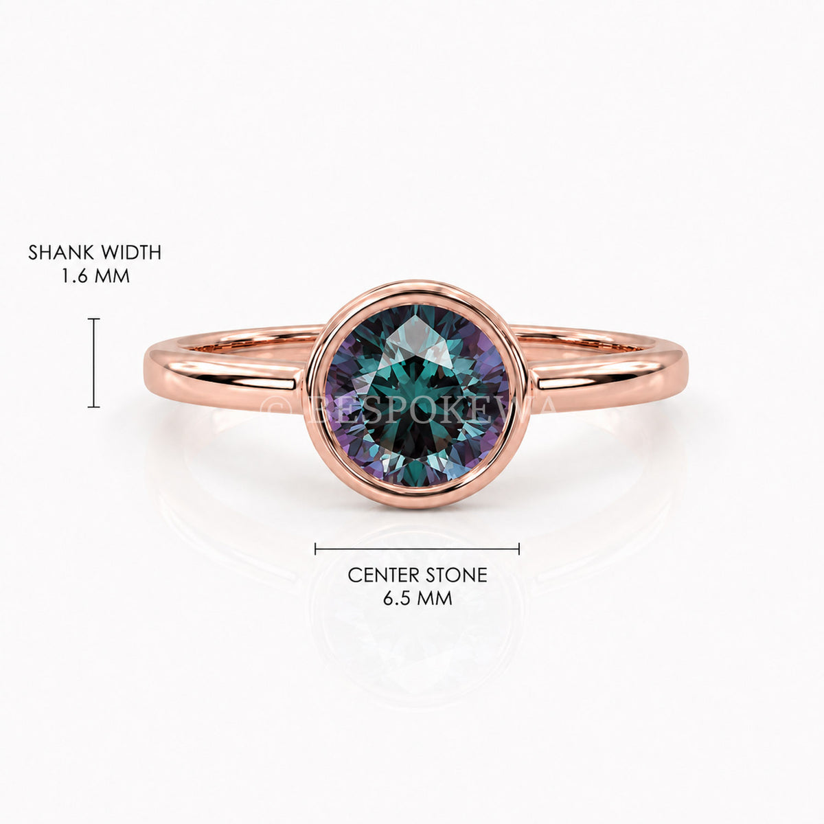 The Aurelia - Bezel Solitaire — Lab-Grown Alexandrite, 3ct
