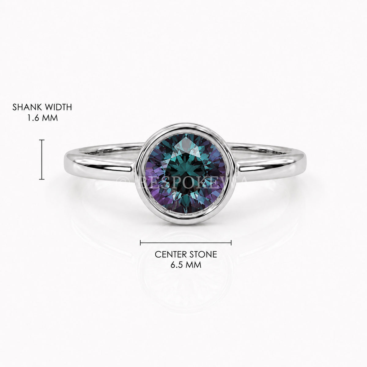 The Aurelia - Bezel Solitaire — Lab-Grown Alexandrite, 3ct