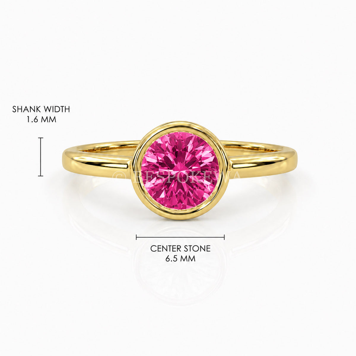 The Aurelia - Bezel Solitaire — Lab-Grown Pink Sapphire, 0.5ct