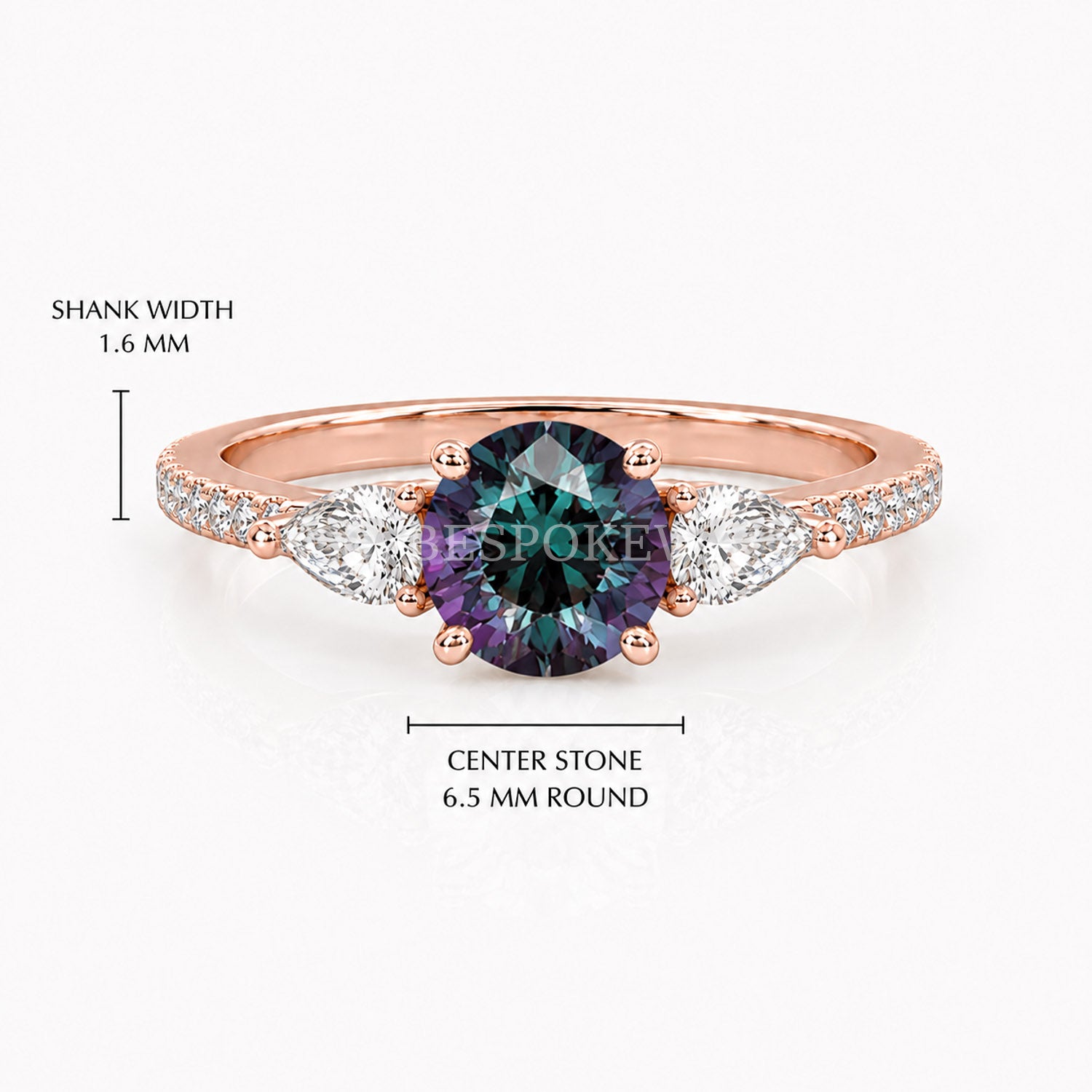 The Elara - Three Stone Engagement Ring — Lab-Grown Alexandrite, 0.5ct