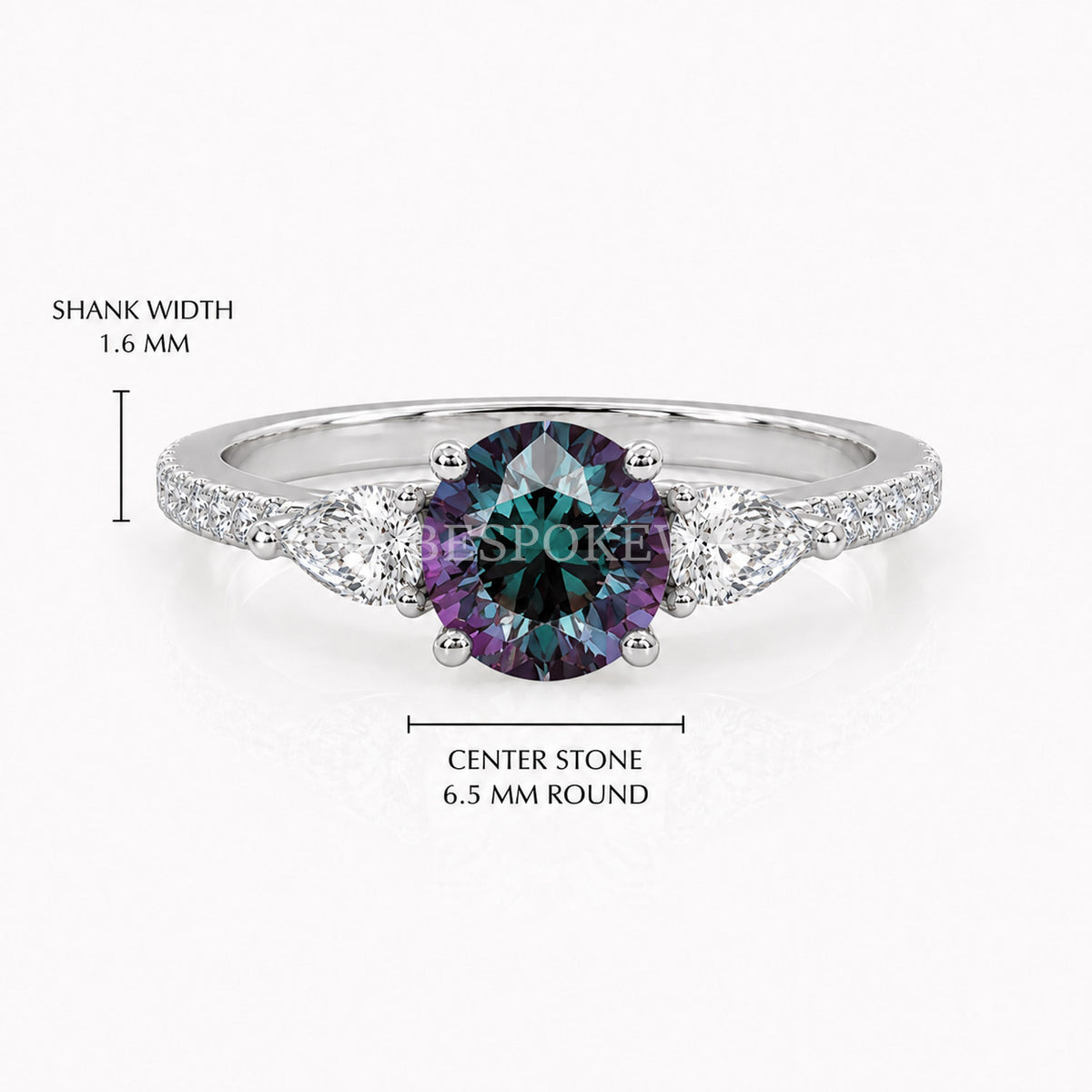 The Elara - Three Stone Engagement Ring — Lab-Grown Alexandrite, 0.5ct