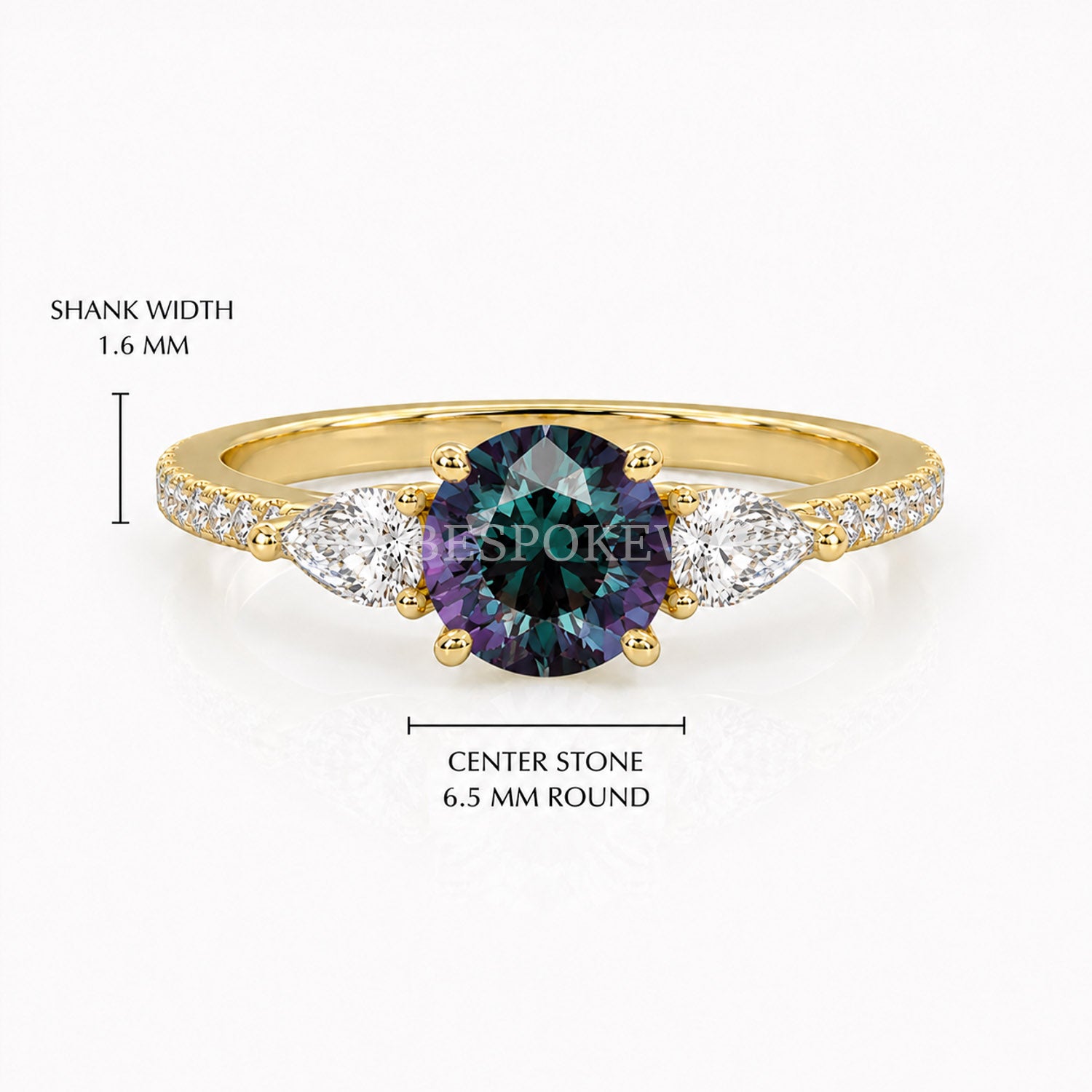 The Elara - Three Stone Engagement Ring — Lab-Grown Alexandrite, 0.5ct
