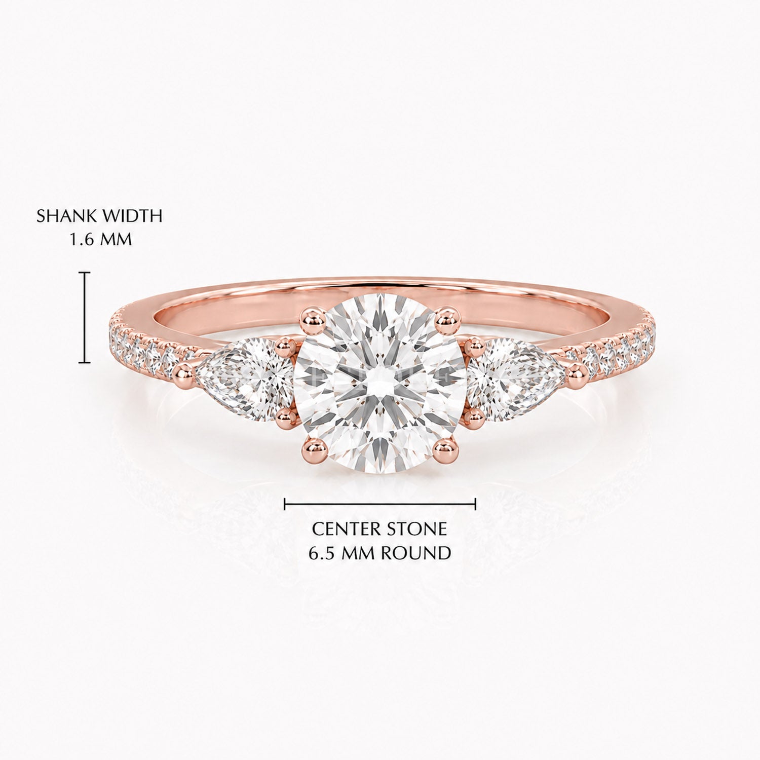 The Elara - Three Stone Engagement Ring — Lab-Grown Diamond, 1ct