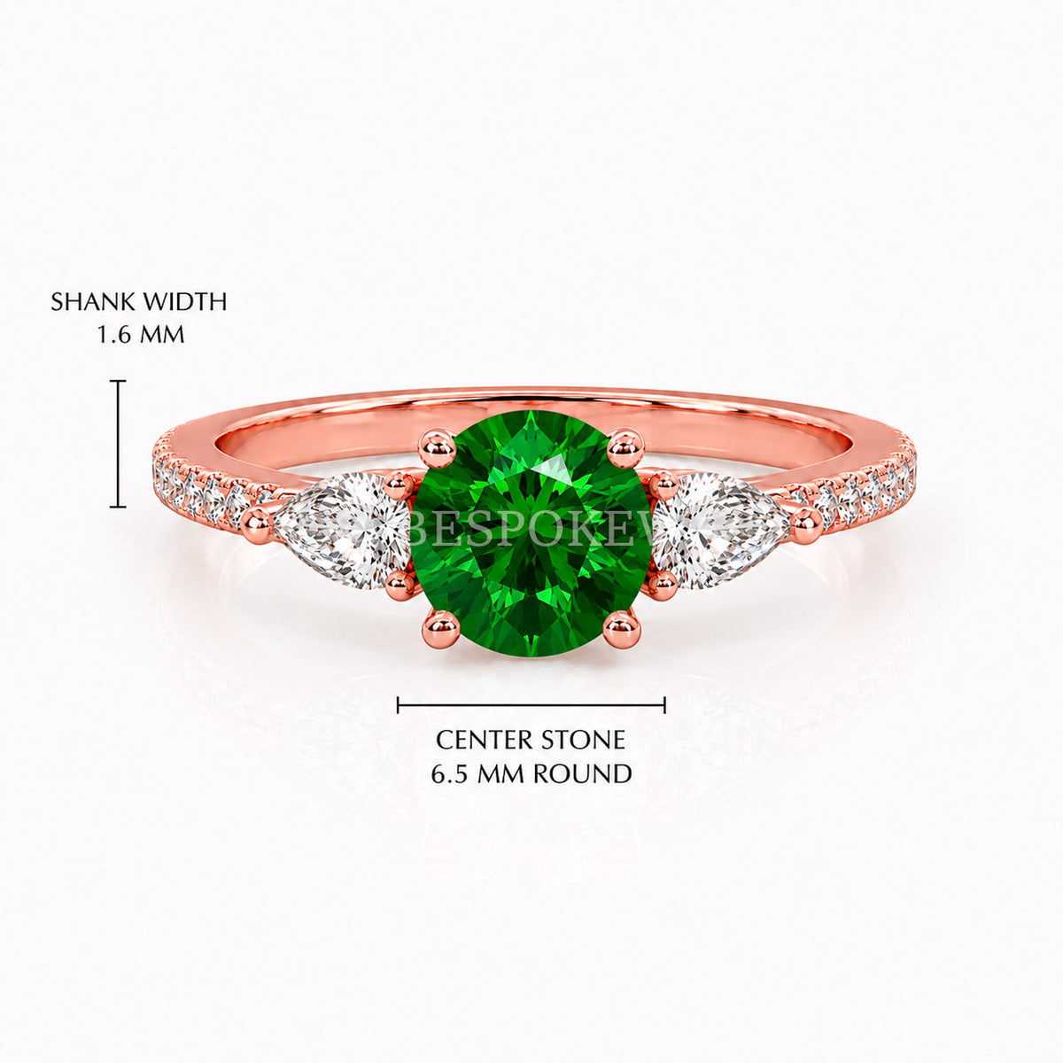 The Elara - Three Stone Engagement Ring — Lab-Grown Emerald, 3ct