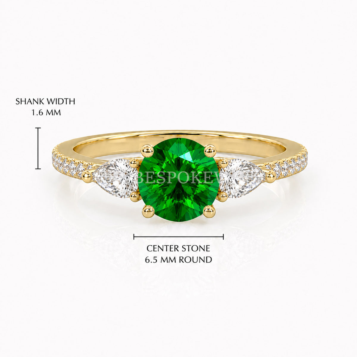 The Elara - Three Stone Engagement Ring — Lab-Grown Emerald, 1ct