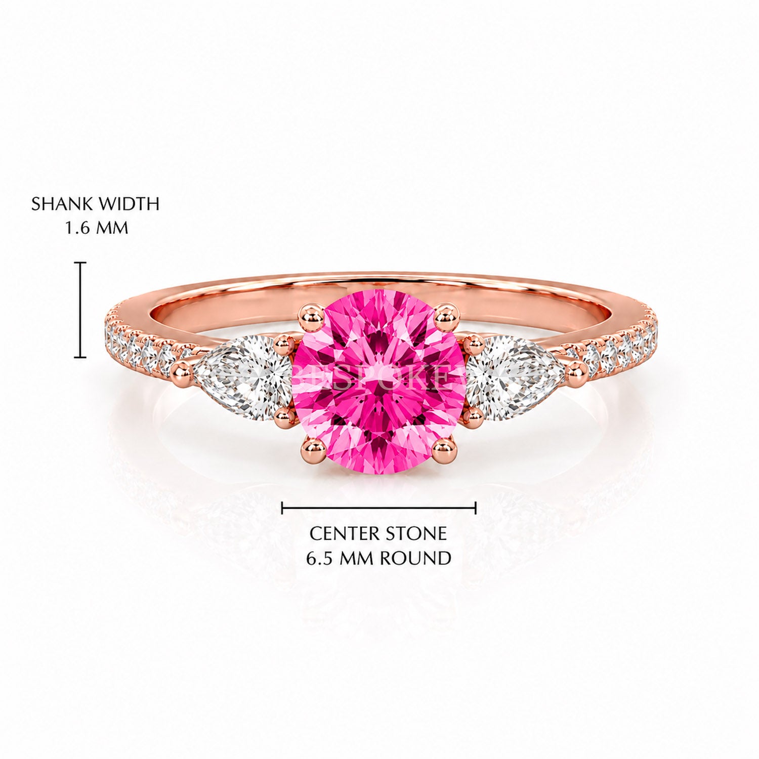 The Elara - Three Stone Engagement Ring — Lab-Grown Pink Sapphire, 1ct