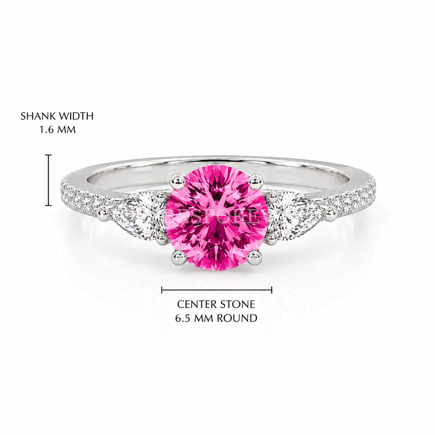 The Elara - Three Stone Engagement Ring — Lab-Grown Pink Sapphire, 0.5ct