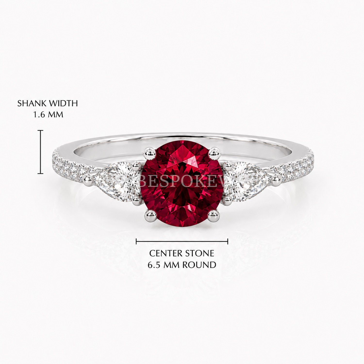 The Elara - Three Stone Engagement Ring — Lab-Grown Ruby, 1.5ct