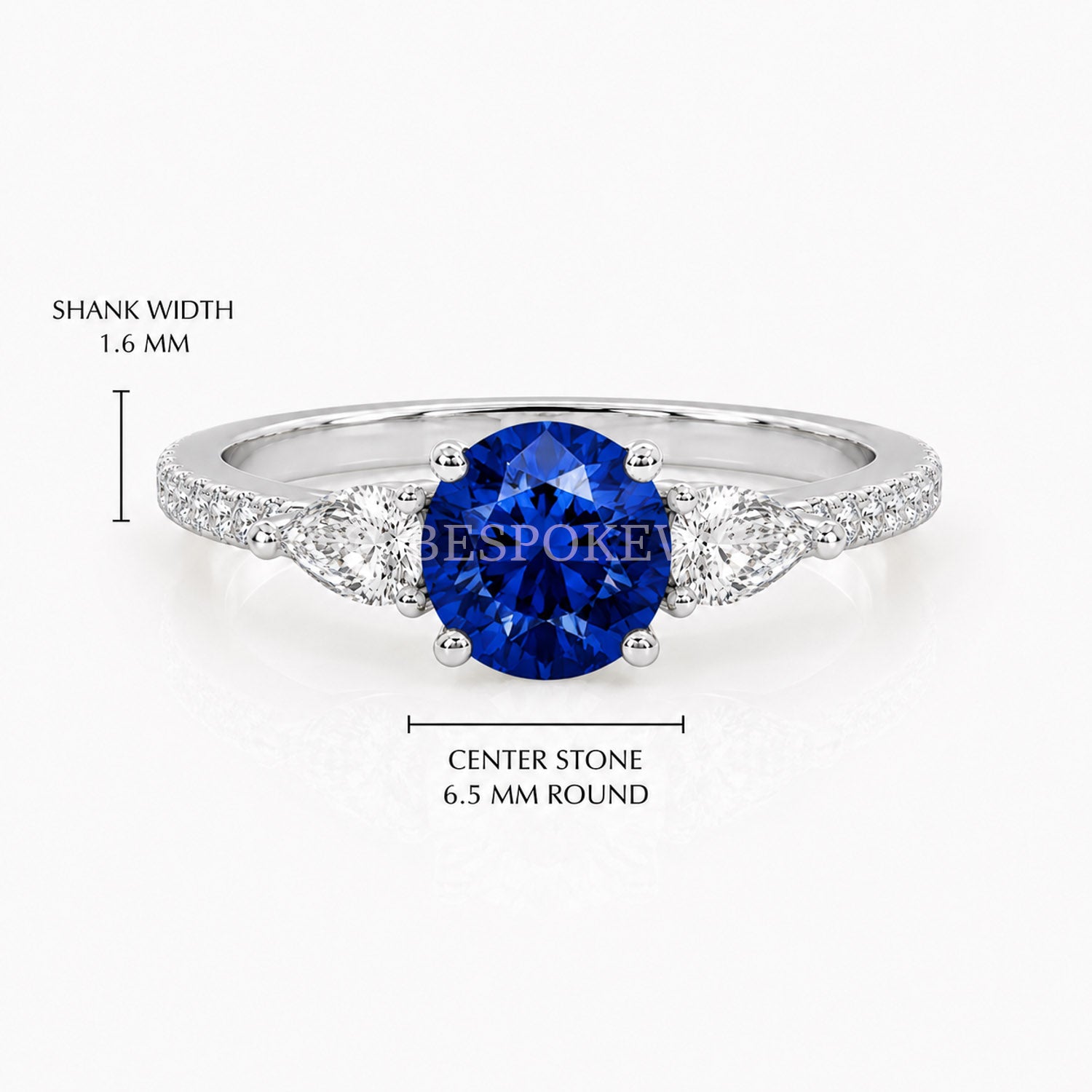 The Elara - Three Stone Engagement Ring — Lab-Grown Sapphire, 2.5ct