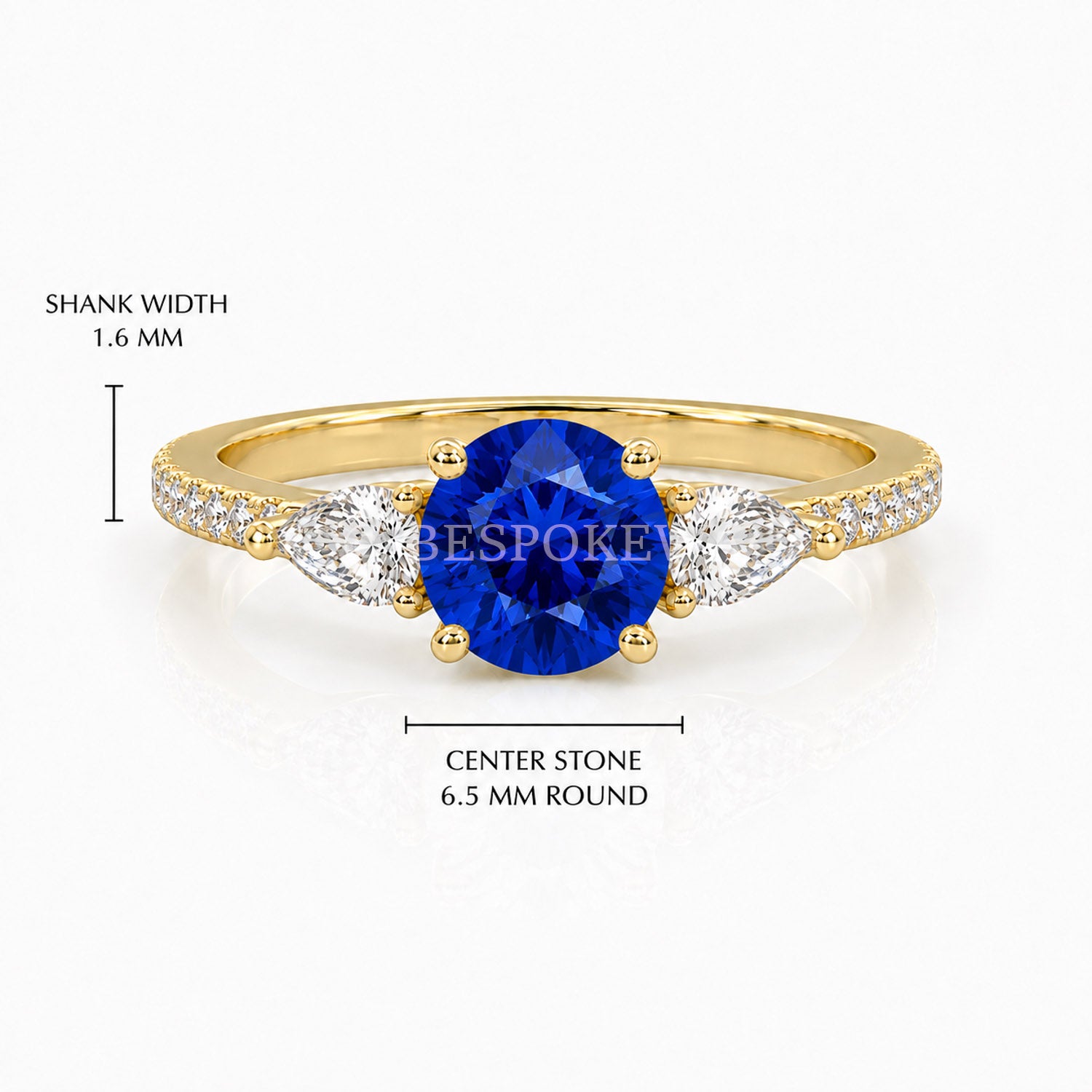 The Elara - Three Stone Engagement Ring — Lab-Grown Sapphire, 2.5ct