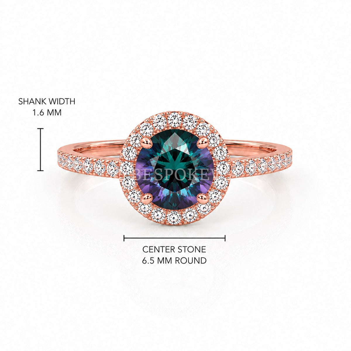 The Elin - Halo Engagement Ring — Lab-Grown Alexandrite, 1ct