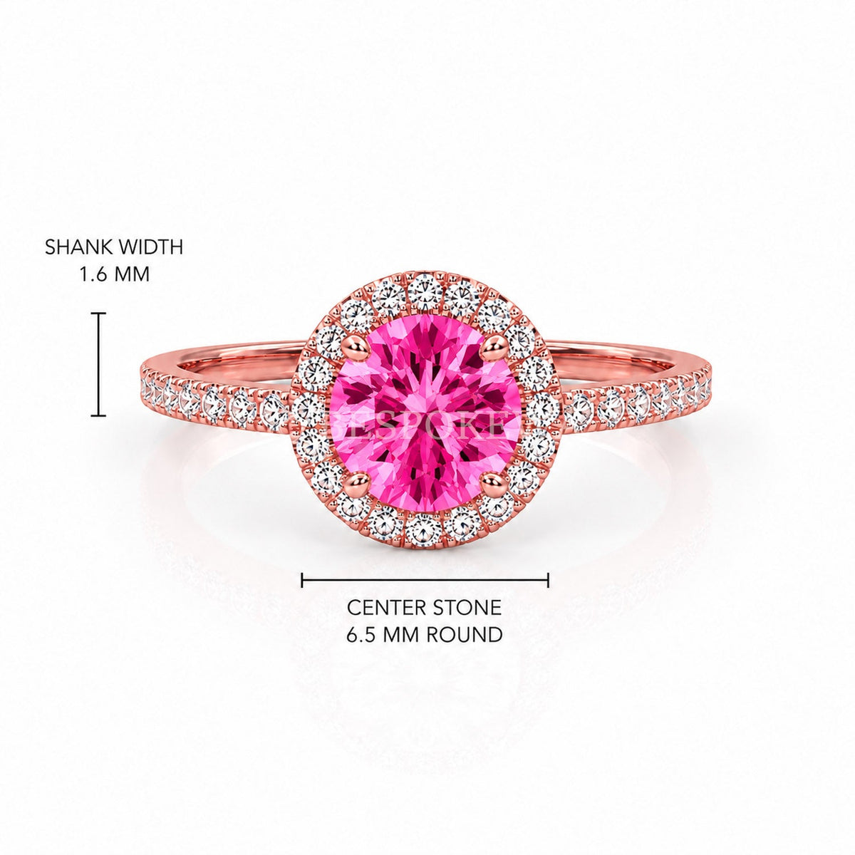 The Elin - Halo Engagement Ring — Lab-Grown Pink Sapphire, 3ct