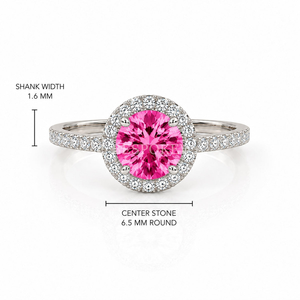 The Elin - Halo Engagement Ring — Lab-Grown Pink Sapphire, 2.5ct