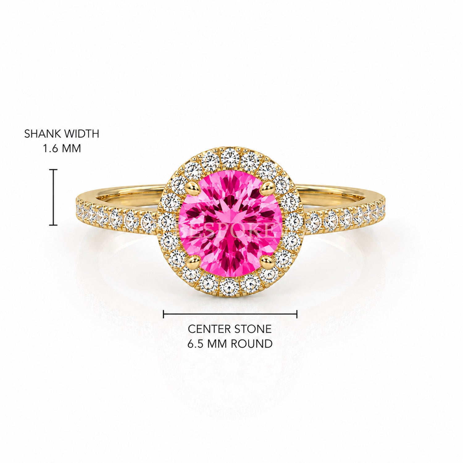 The Elin - Halo Engagement Ring — Lab-Grown Pink Sapphire, 3ct