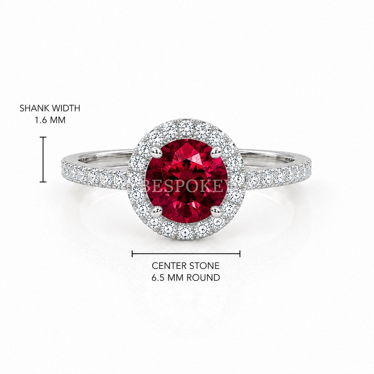 The Elin - Halo Engagement Ring — Lab-Grown Ruby, 3ct