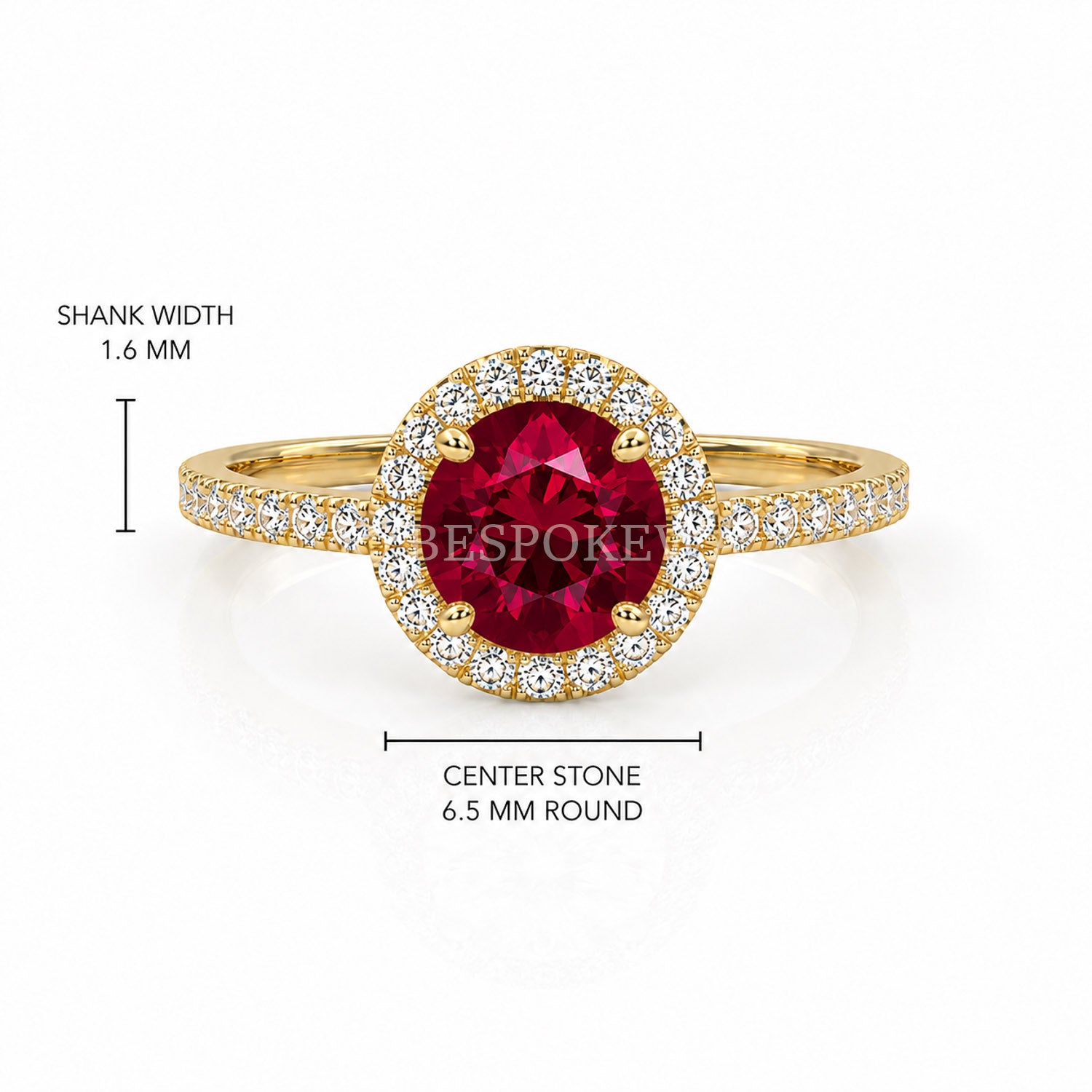 The Elin - Halo Engagement Ring — Lab-Grown Ruby, 2ct