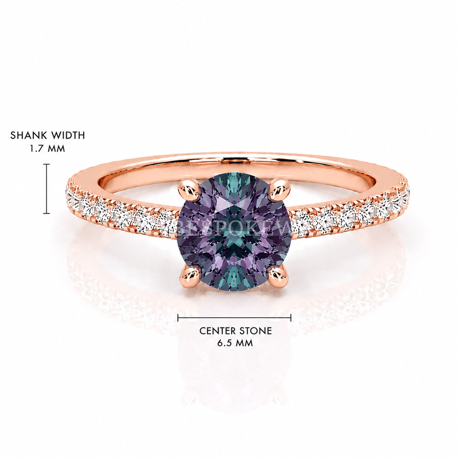 The Everly - Solitaire with Pavé Diamond Band — Lab-Grown Alexandrite, 0.5ct
