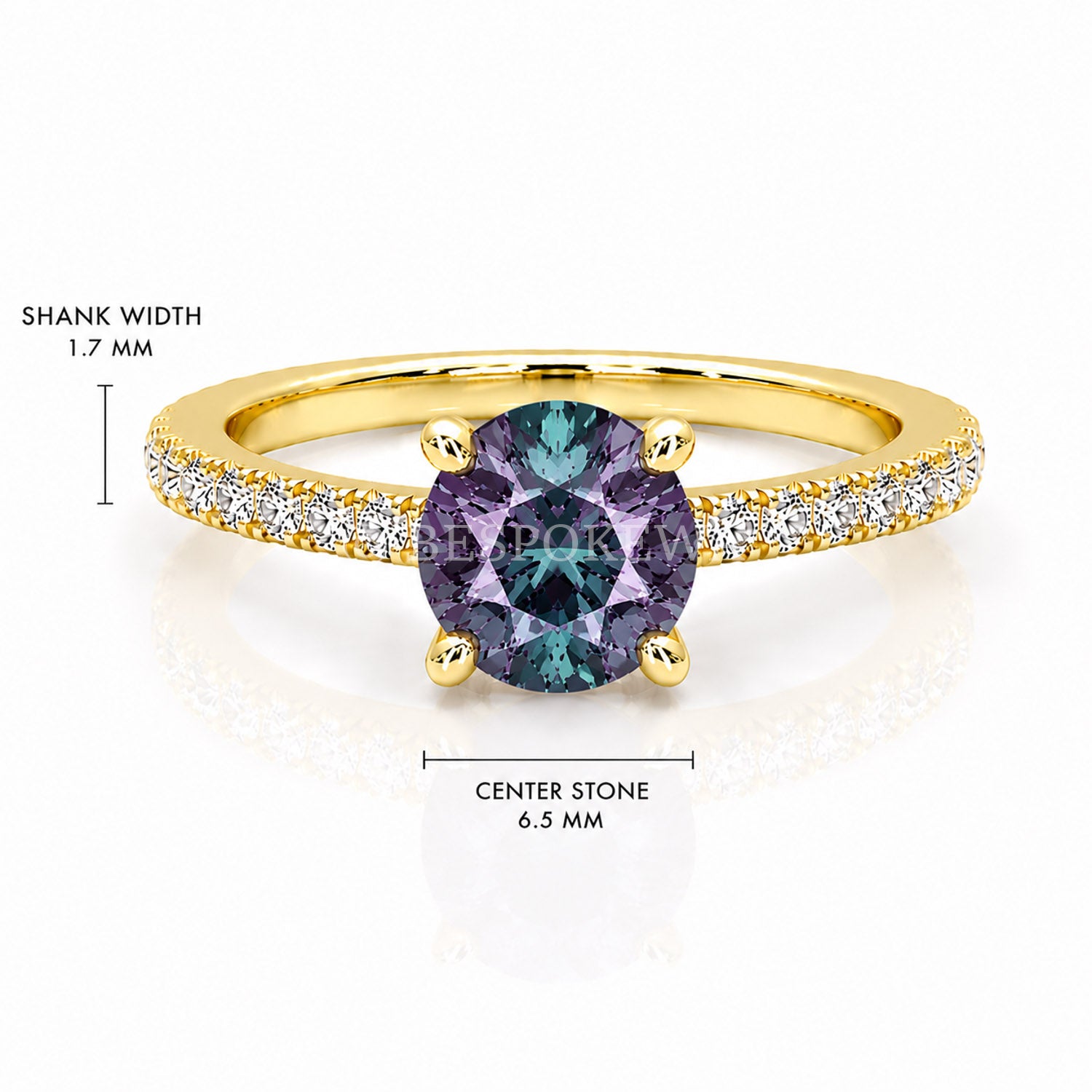 The Everly - Solitaire with Pavé Diamond Band — Lab-Grown Alexandrite, 0.5ct