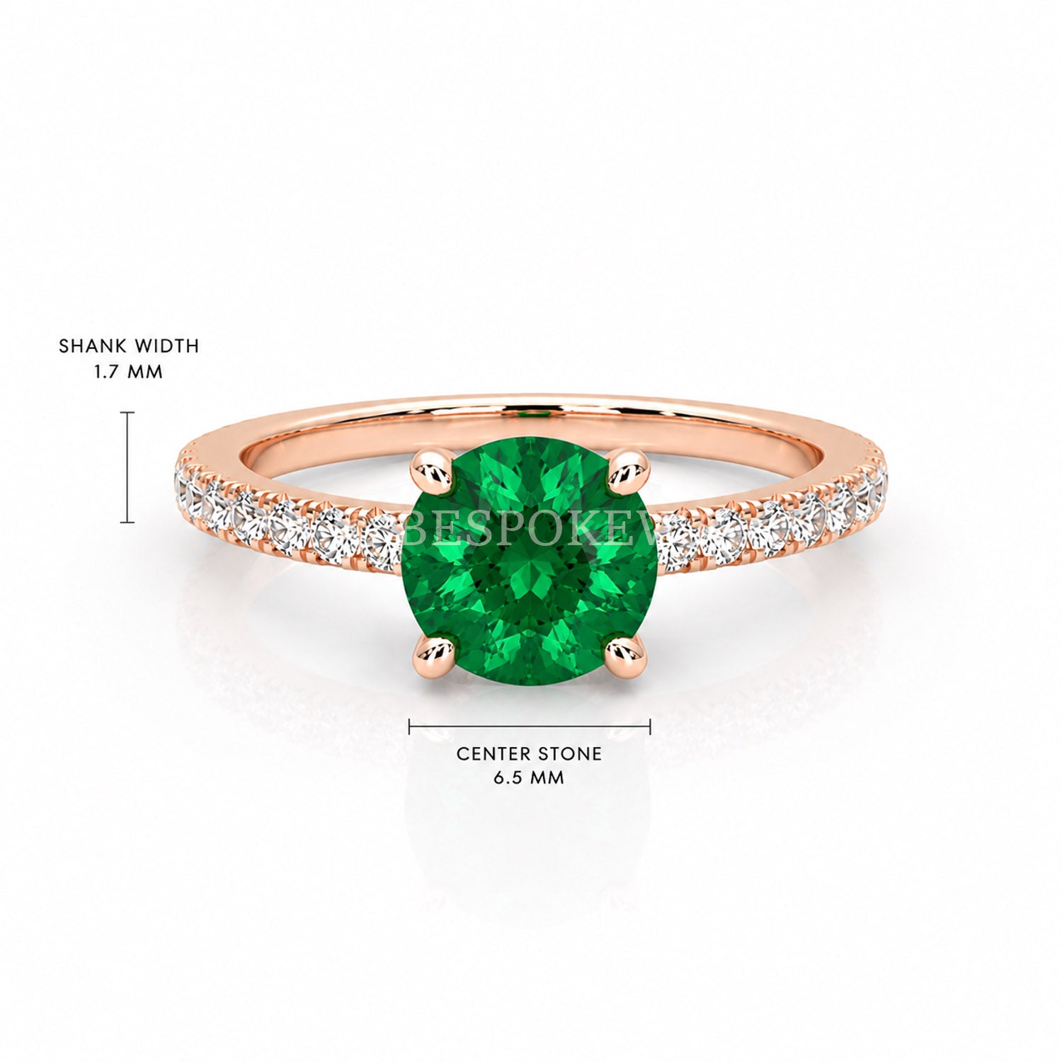 The Everly - Solitaire with Pavé Diamond Band — Lab-Grown Emerald, 2ct