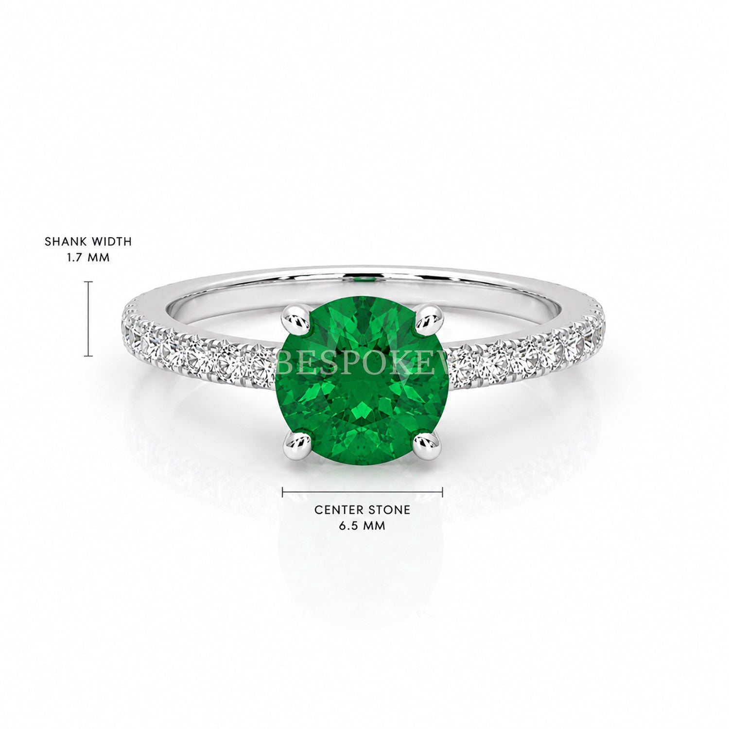 The Everly - Solitaire with Pavé Diamond Band — Lab-Grown Emerald, 2ct