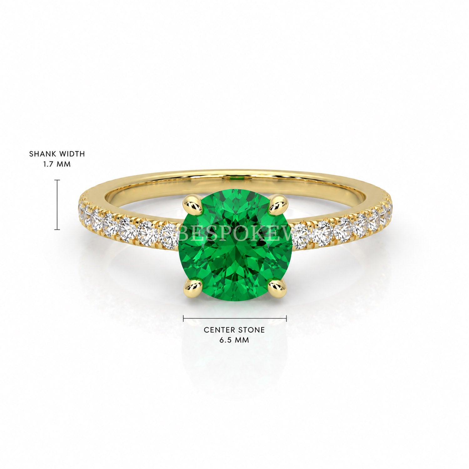 The Everly - Solitaire with Pavé Diamond Band — Lab-Grown Emerald, 2ct