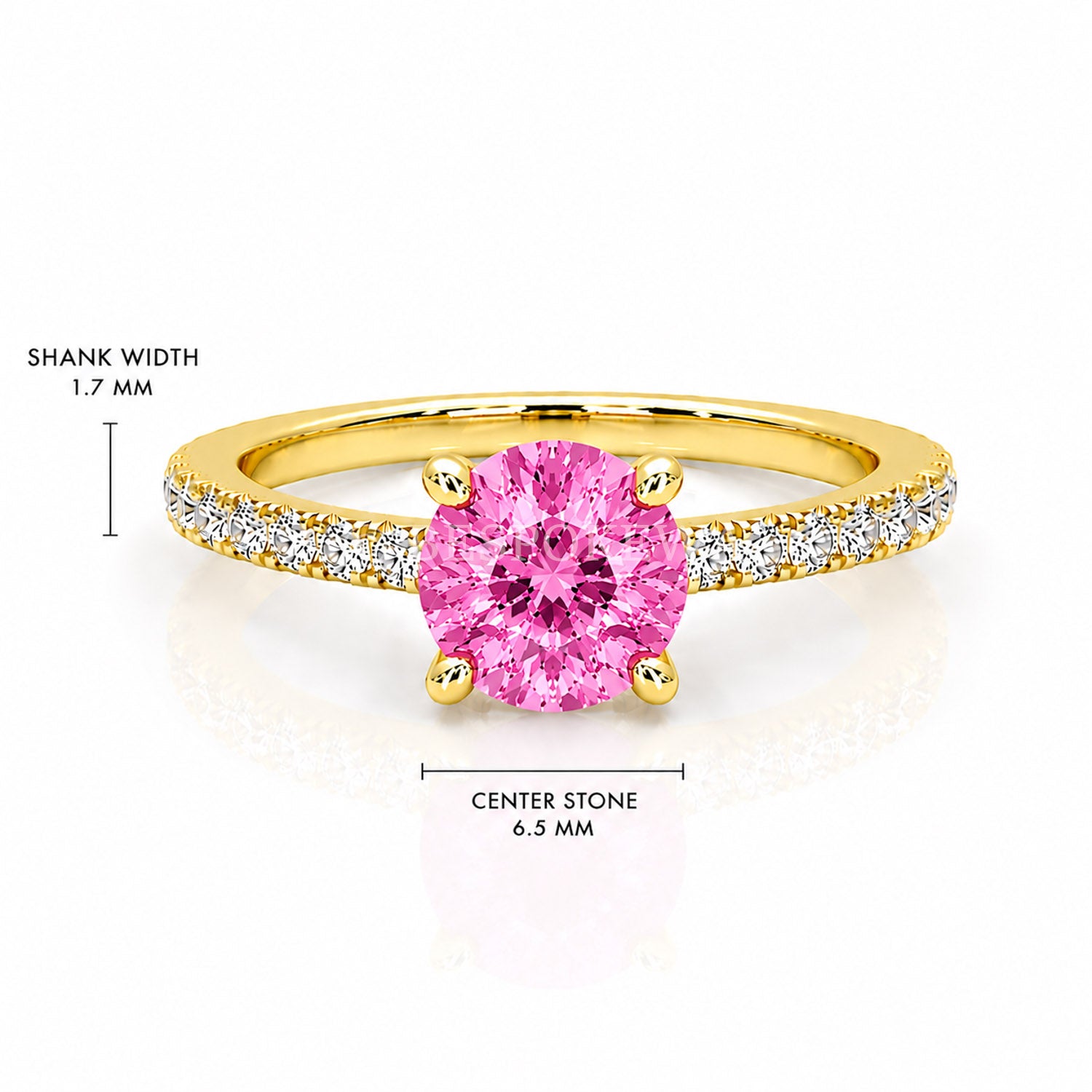 The Everly - Solitaire with Pavé Diamond Band — Lab-Grown Pink Sapphire, 1.5ct
