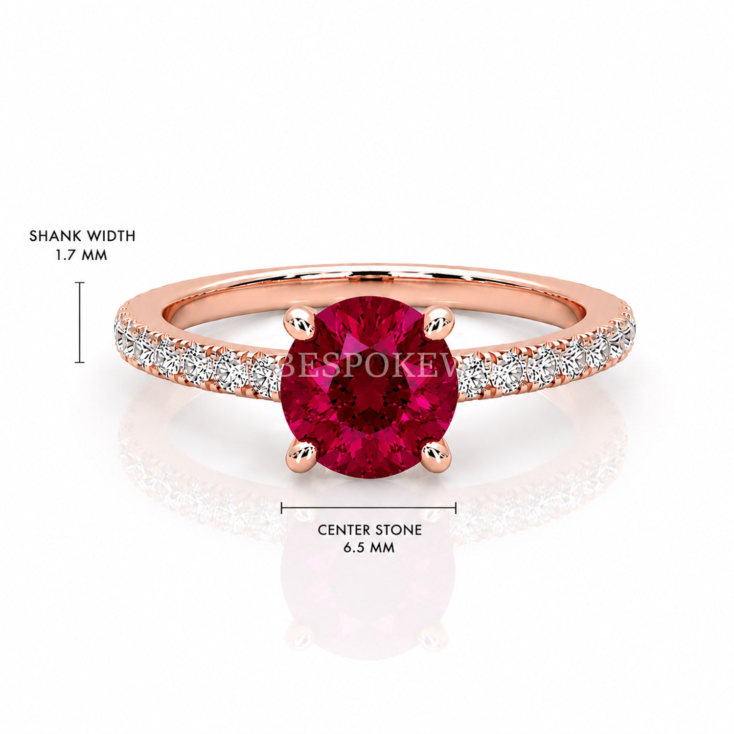 The Everly - Solitaire with Pavé Diamond Band — Lab-Grown Ruby, 1ct
