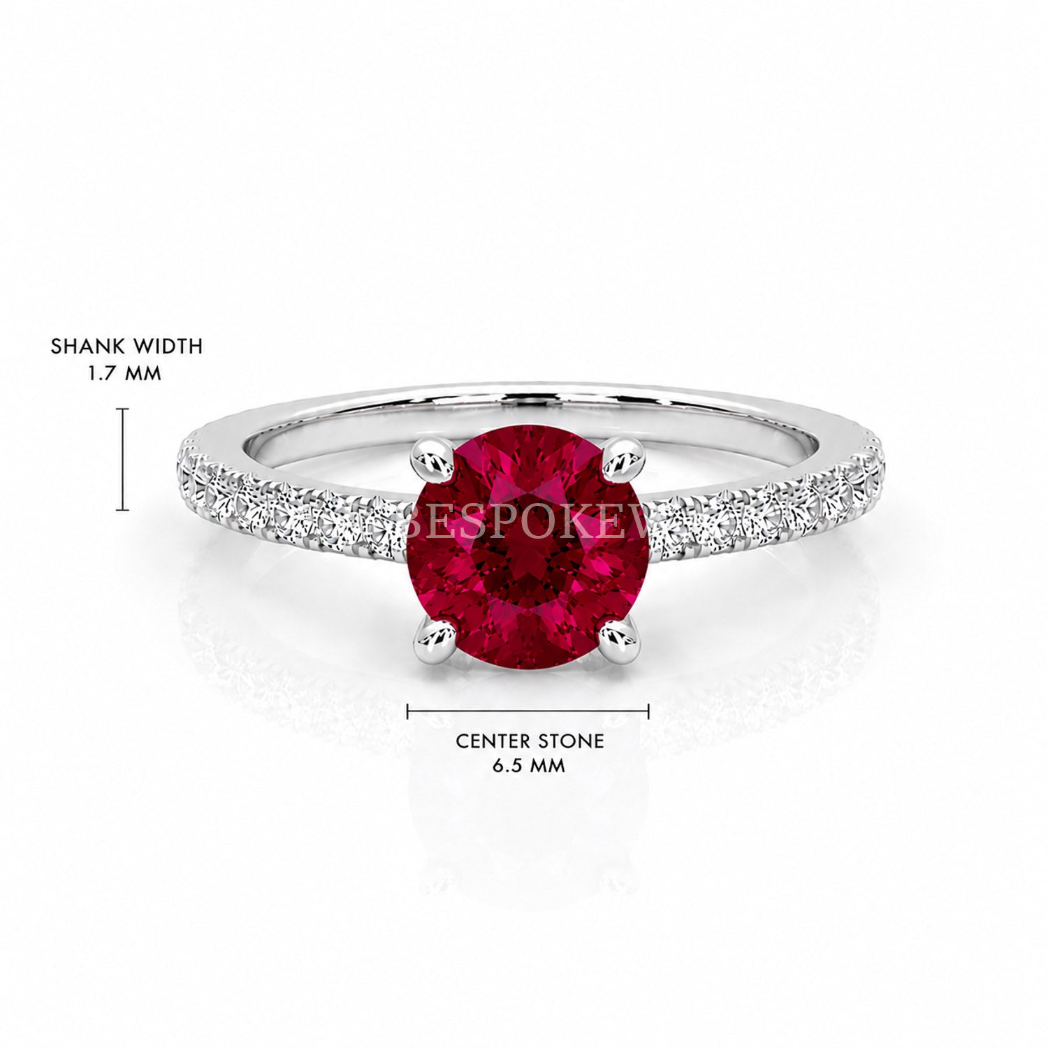 The Everly - Solitaire with Pavé Diamond Band — Lab-Grown Ruby, 1ct