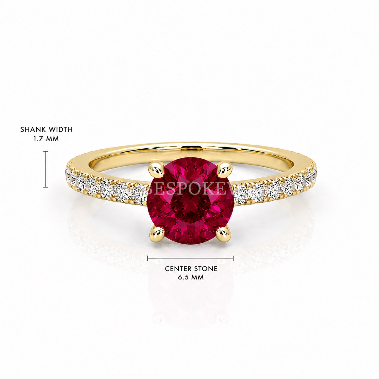 The Everly - Solitaire with Pavé Diamond Band — Lab-Grown Ruby, 1ct