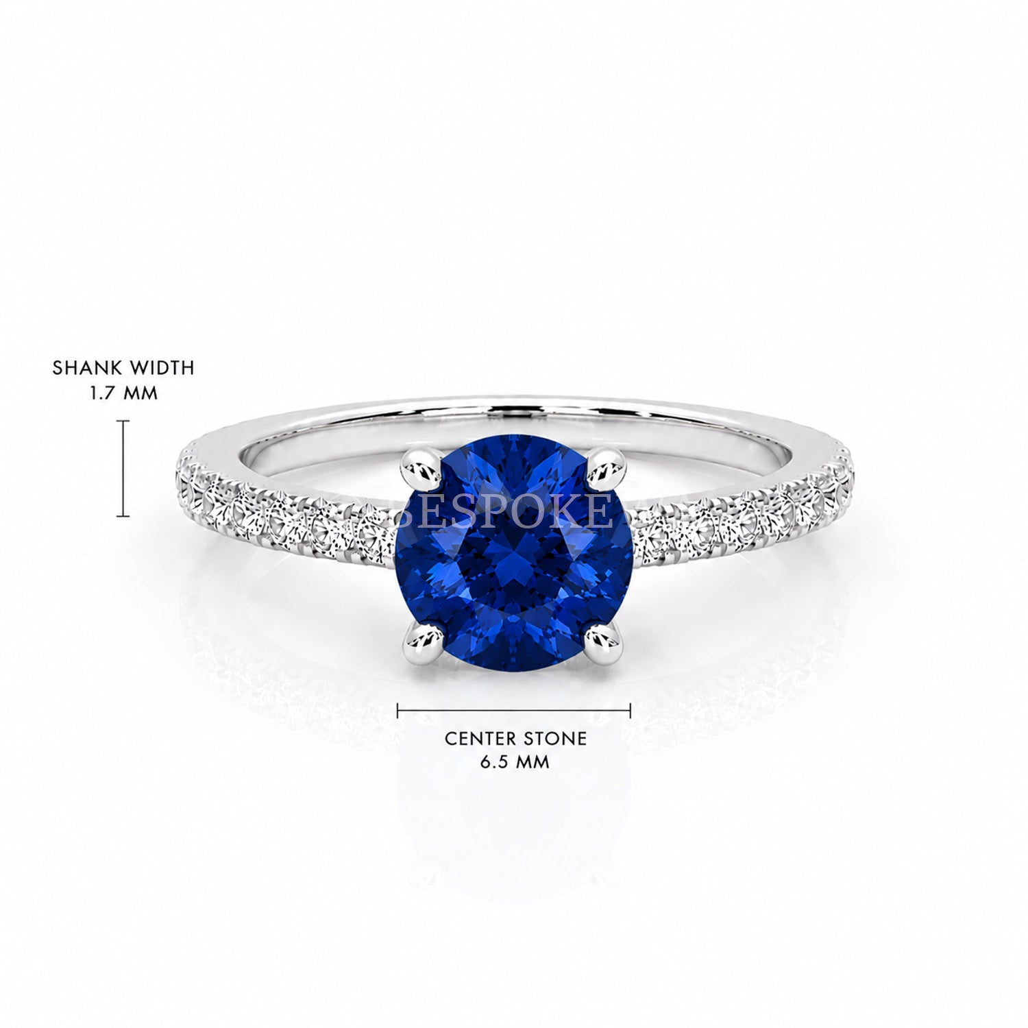 The Everly - Solitaire with Pavé Diamond Band — Lab-Grown Sapphire, 2ct