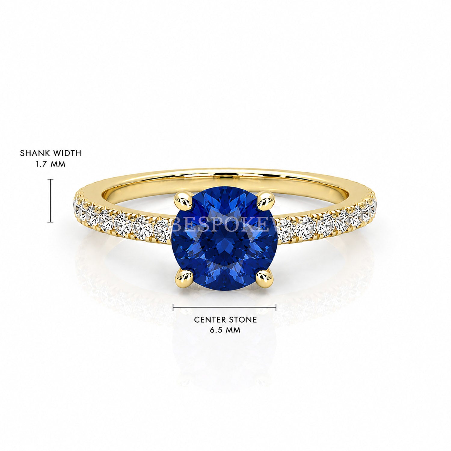 The Everly - Solitaire with Pavé Diamond Band — Lab-Grown Sapphire, 2ct
