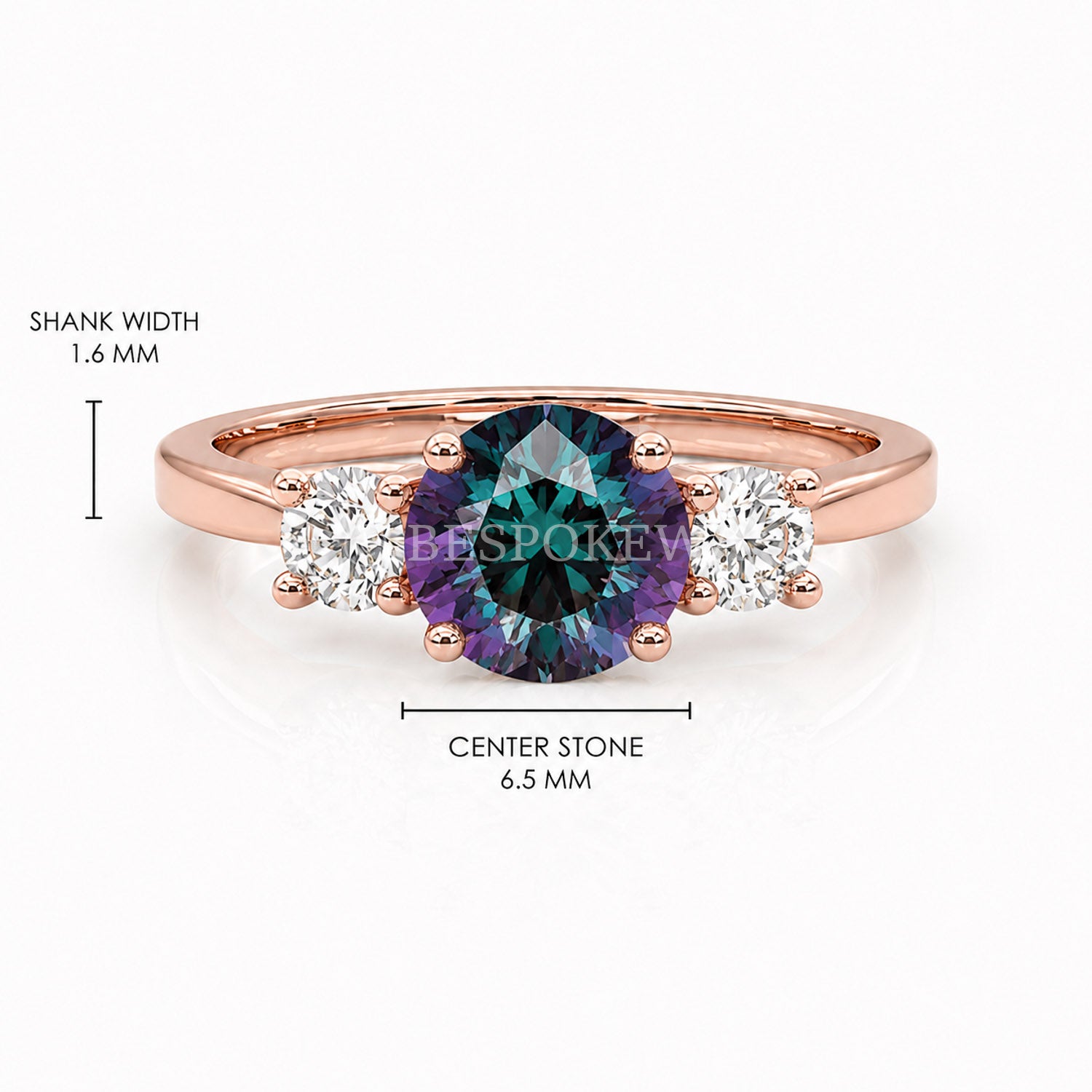 The Liora - Three Stone Engagement Ring — Lab-Grown Alexandrite, 2ct