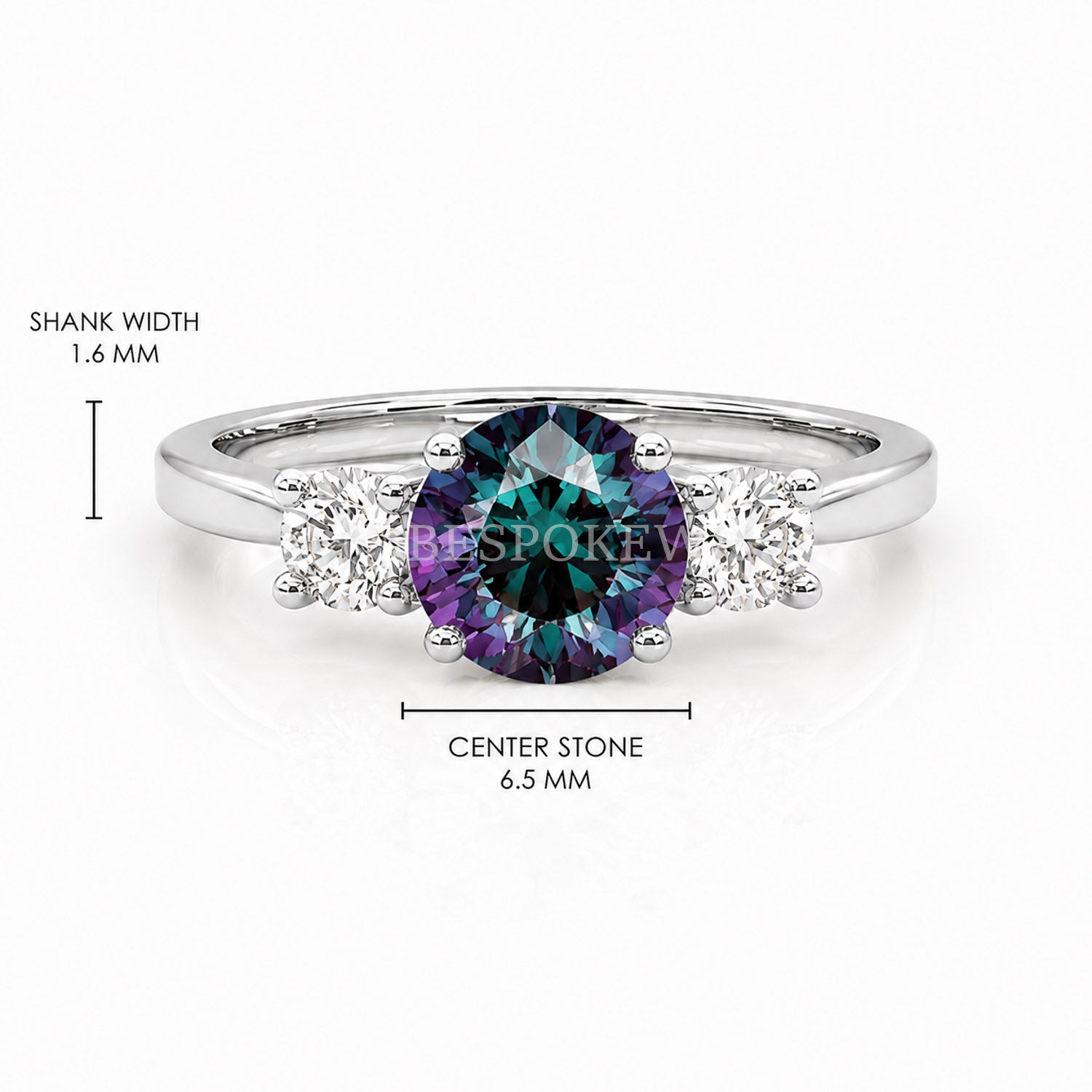 The Liora - Three Stone Engagement Ring — Lab-Grown Alexandrite, 0.5ct