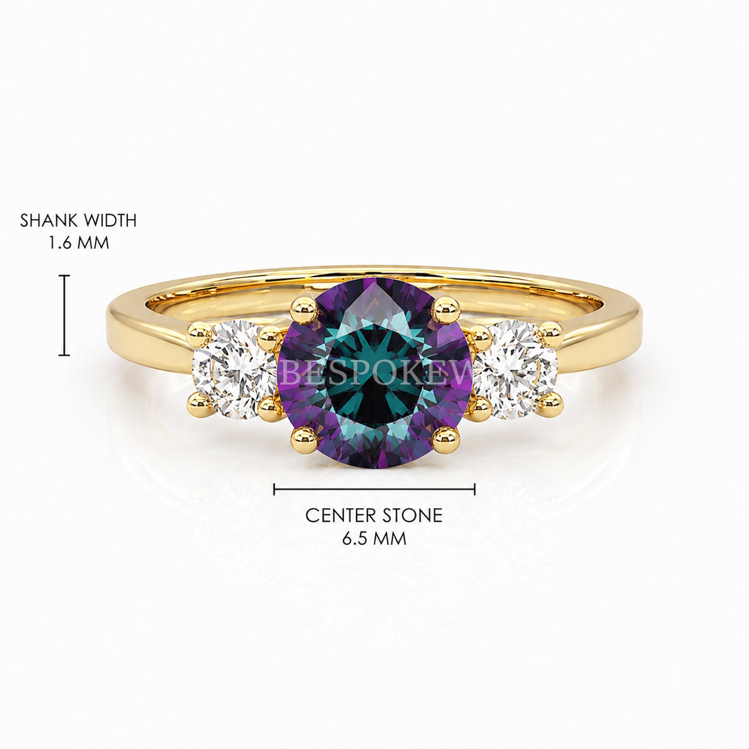 The Liora - Three Stone Engagement Ring — Lab-Grown Alexandrite, 0.5ct