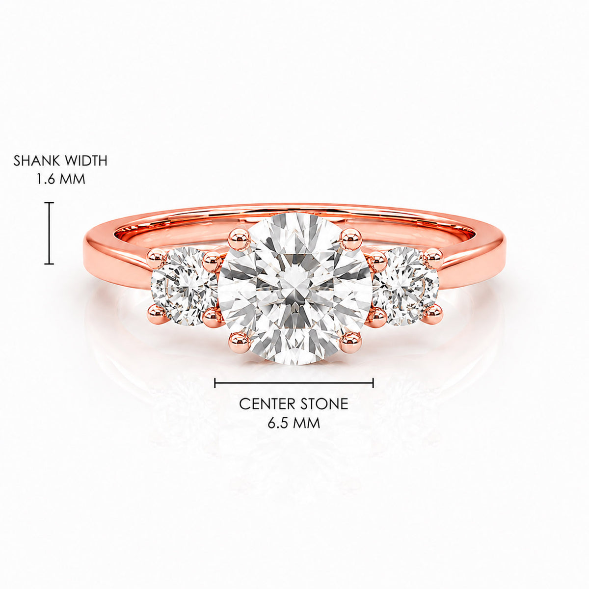 The Liora - Three Stone Engagement Ring — Lab-Grown Diamond, 0.5ct