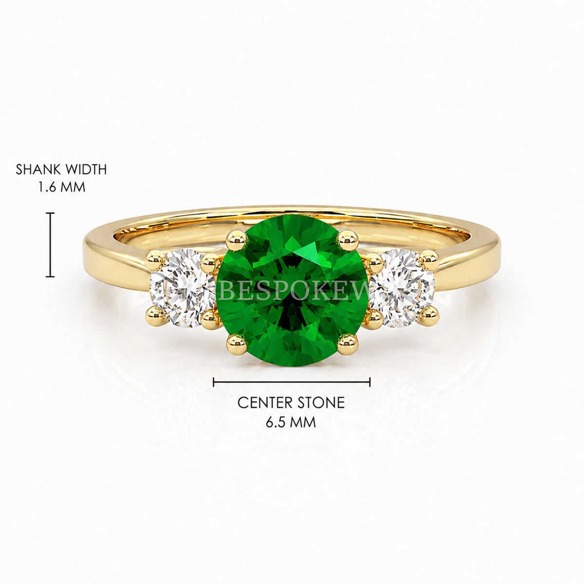 The Liora - Three Stone Engagement Ring — Lab-Grown Emerald, 0.5ct
