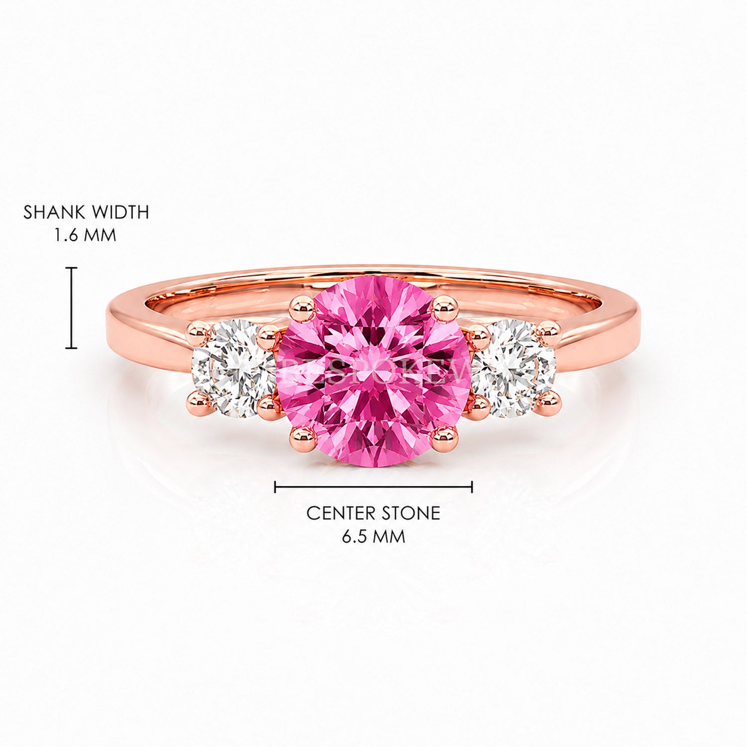 The Liora - Three Stone Engagement Ring — Lab-Grown Pink Sapphire, 1ct