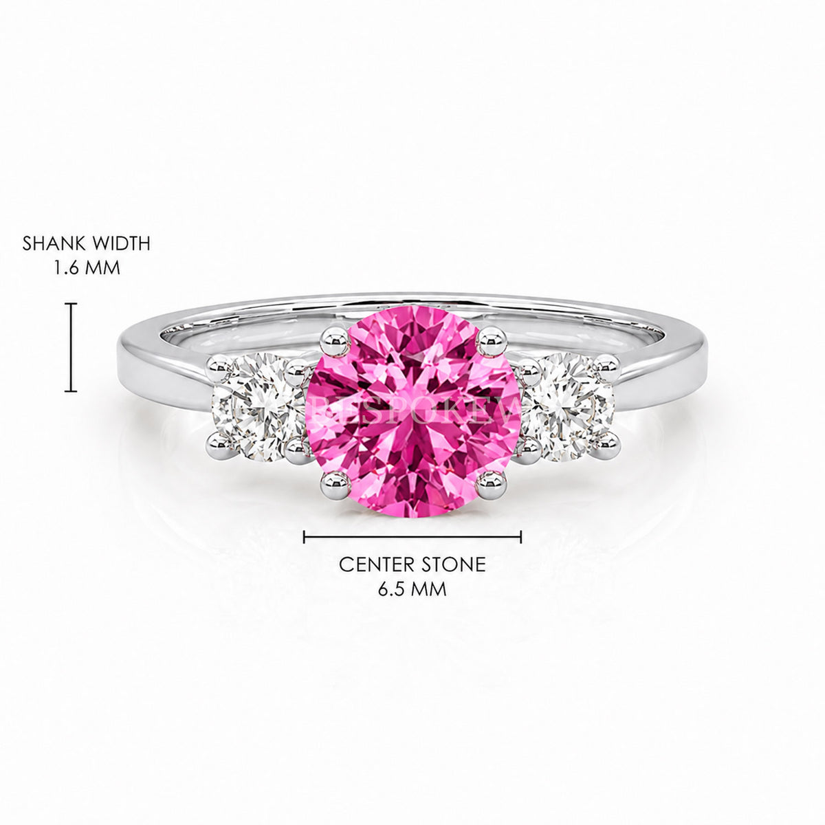 The Liora - Three Stone Engagement Ring — Lab-Grown Pink Sapphire, 0.5ct