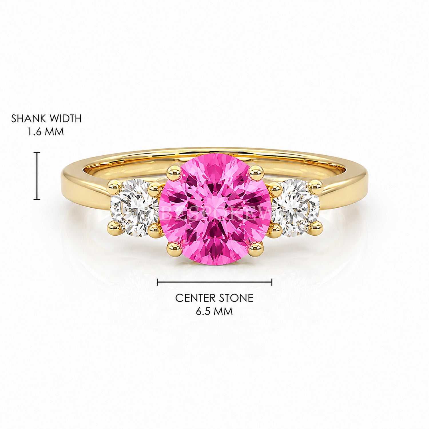 The Liora - Three Stone Engagement Ring — Lab-Grown Pink Sapphire, 0.5ct