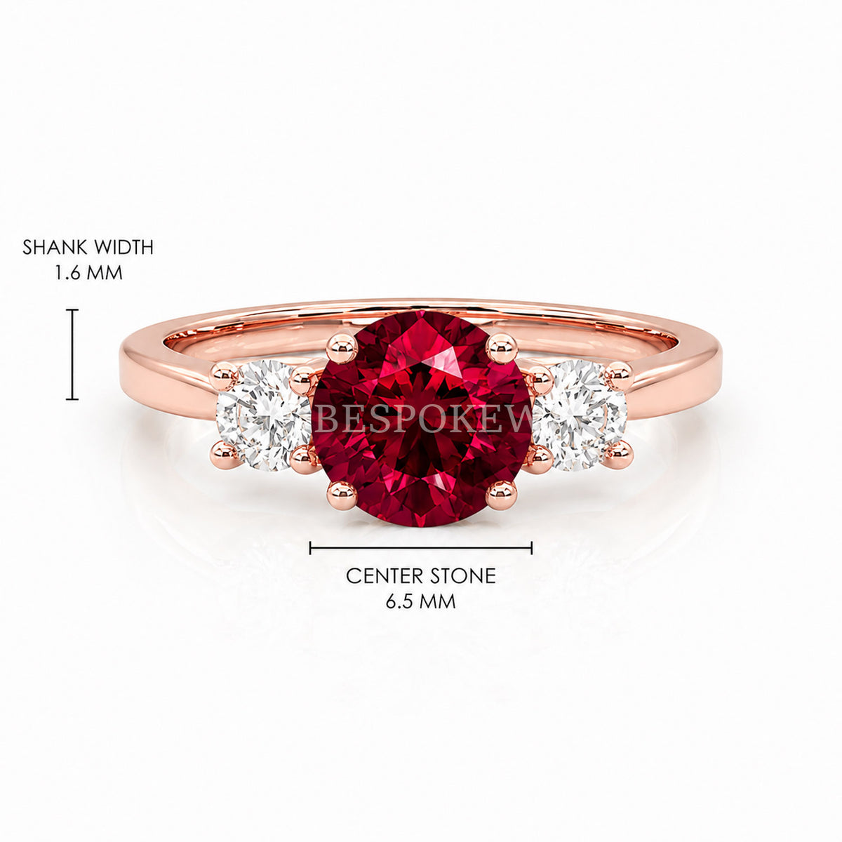 The Liora - Three Stone Engagement Ring — Lab-Grown Ruby, 0.5ct