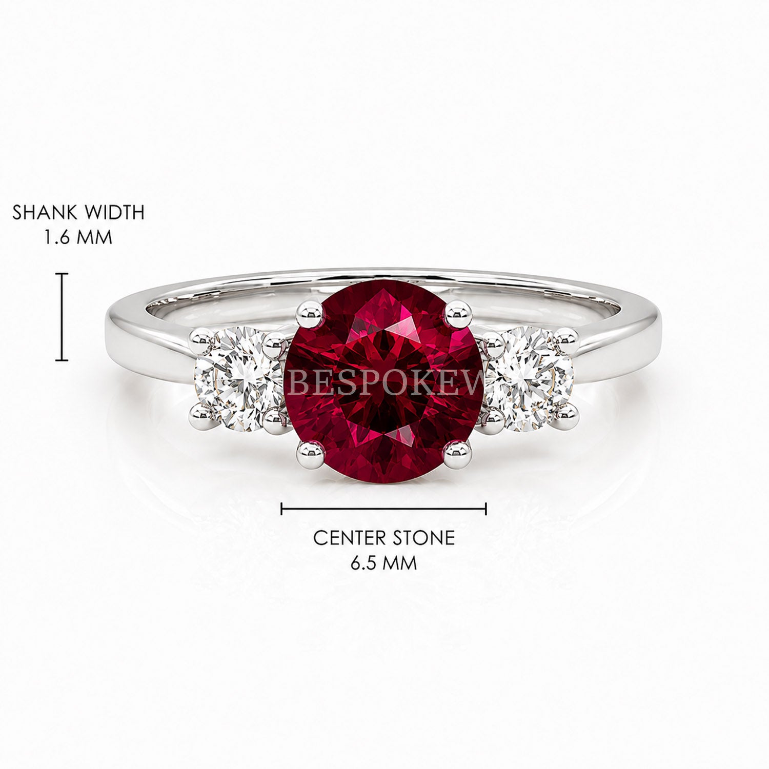 The Liora - Three Stone Engagement Ring — Lab-Grown Ruby, 0.5ct
