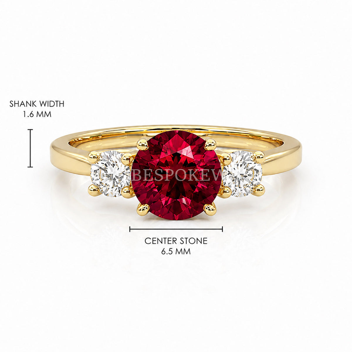 The Liora - Three Stone Engagement Ring — Lab-Grown Ruby, 0.5ct